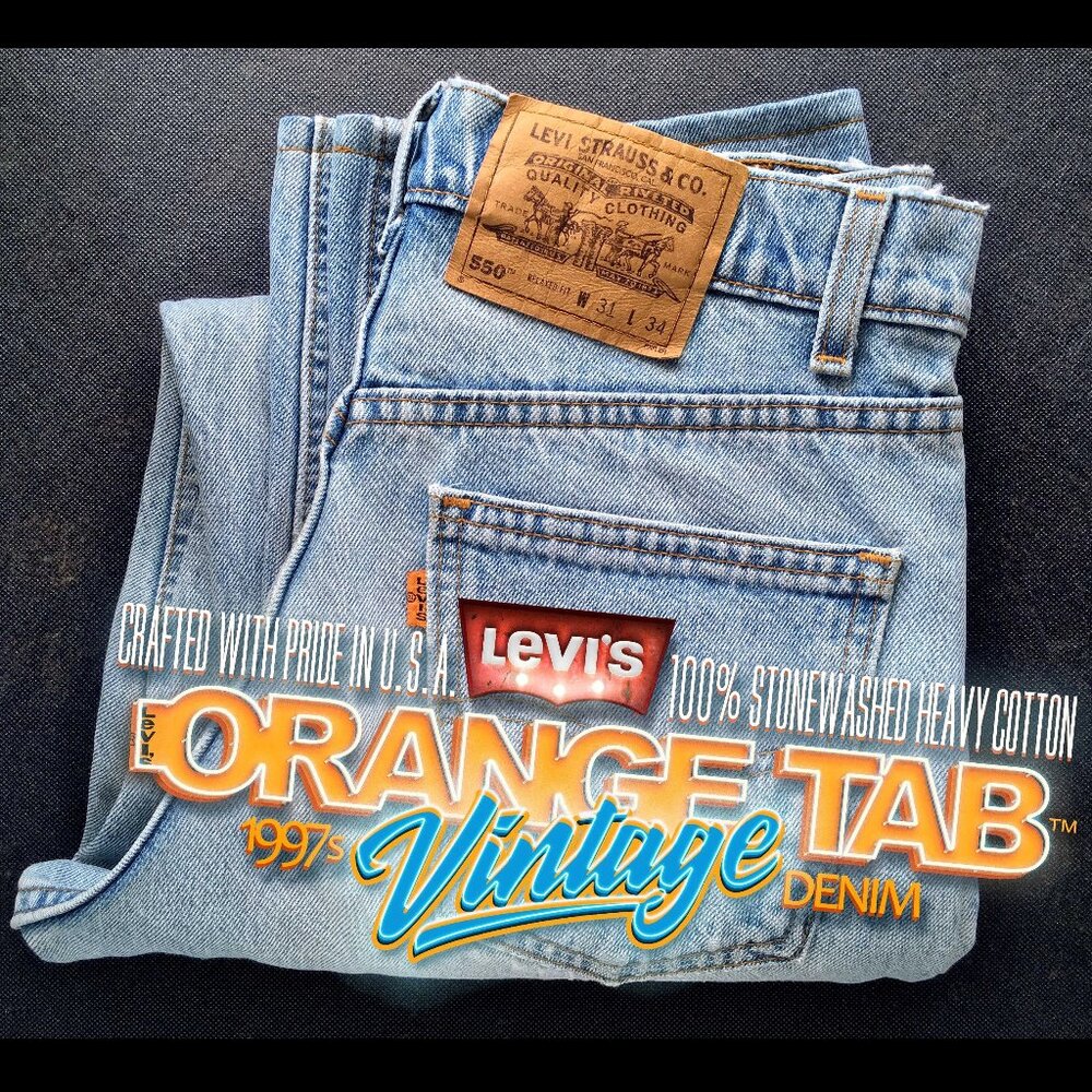 VINTAGE 1997 Made in U.S.A. LEVI'S® 550™ ORANGE TAB™ Relaxed Jeans — W31 L34